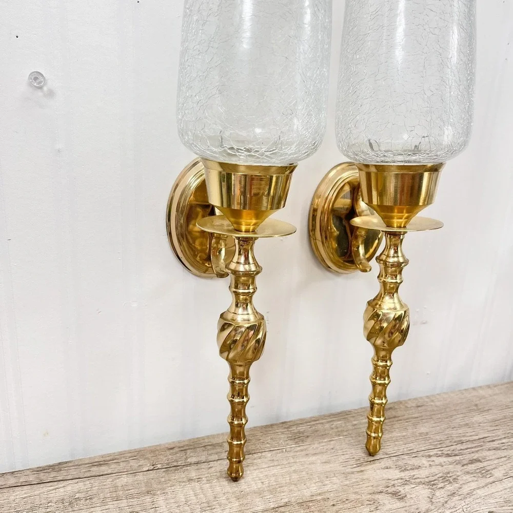 Vintage Brass Arm Wall Sconce Candle Holder Pair | Hollywood‎ Regency
